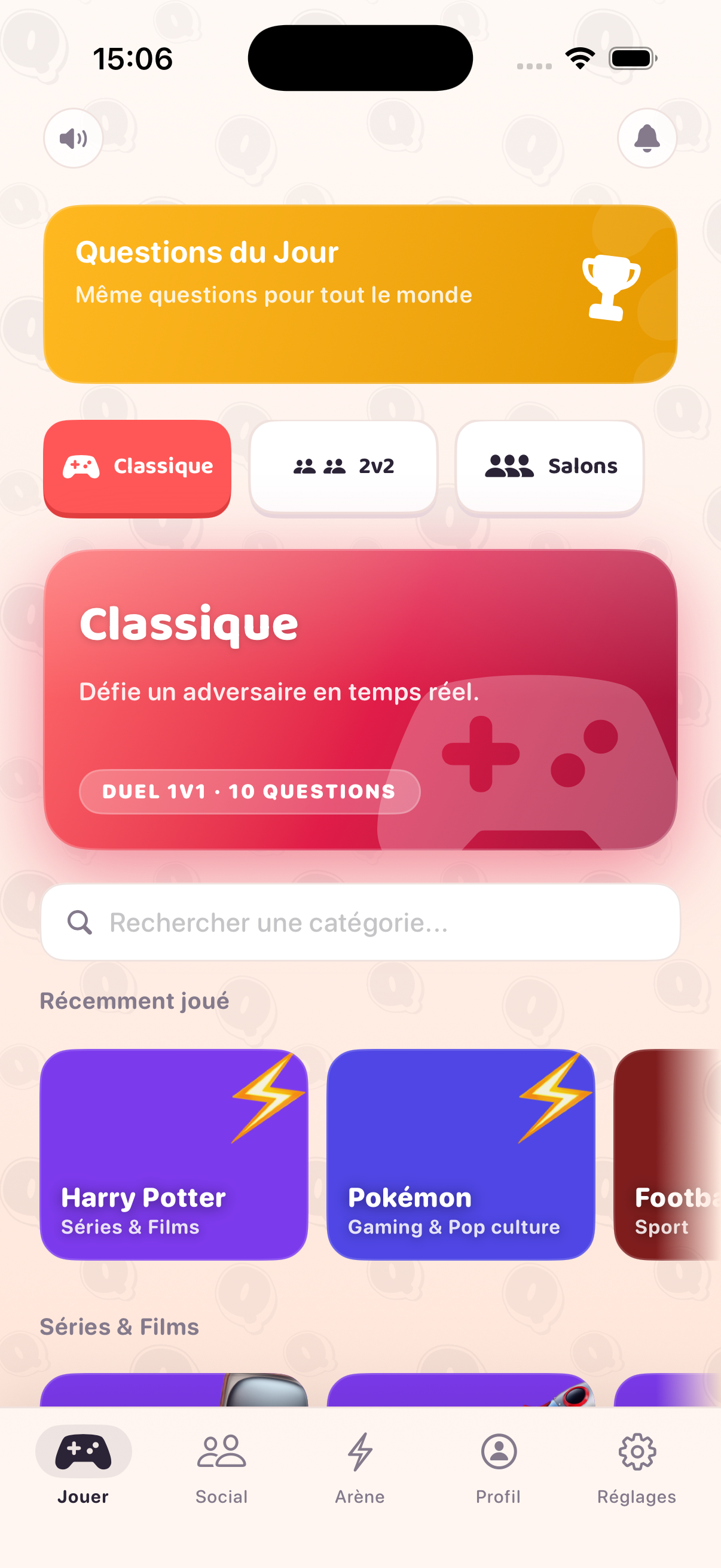 Écran d'accueil Quizaap